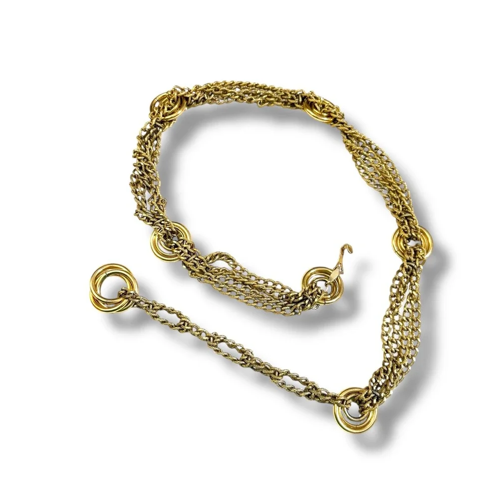 Vintage Gold Tone Adjustable‎ Metal Fashion Belt 30-34in Waist